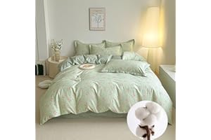 CinYana Sage Green Floral Duvet Cover Set Reversible 100% Cotton Duvet Cover Queen 3 PCS Chic Garden Bedding Set Mini Floral Comforter Cover Soft Breathable for All Seasons (Sage Green,Queen)