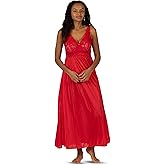 SHADOWLINE Women's Long Flowy Figure Flattering Cap Sleeve Nightgown– Silky Floral Soft Lace Lingerie Elegant Sleepwear