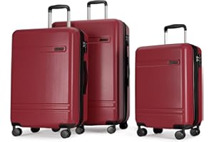 PRIMICIA GinzaTravel 3-Piece Luggage Sets Expandable Suitcases with 4 Wheels PC+ABS Durable Hardside Luggage sets TSA lock (Red, 3-Piece Set(20"/25"/29"))