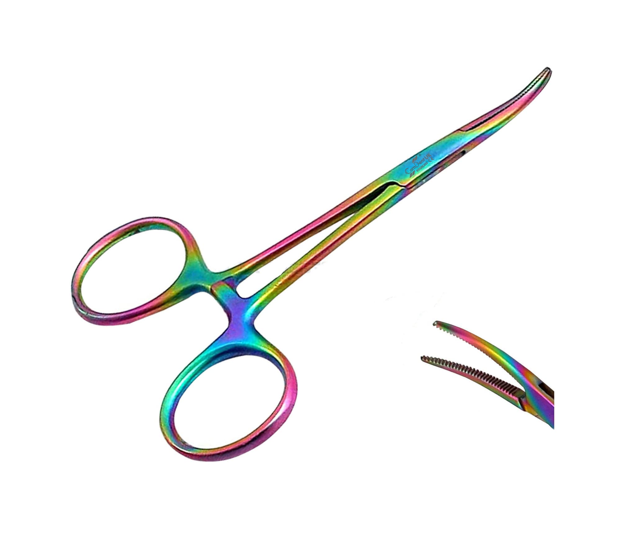 Mosquito Forceps 12.5cm Pet Grooming Hemostat Dog, Cat, Small Pet Ear Hair Puller Locking Forceps, Multi Color (12.5cm Curved)