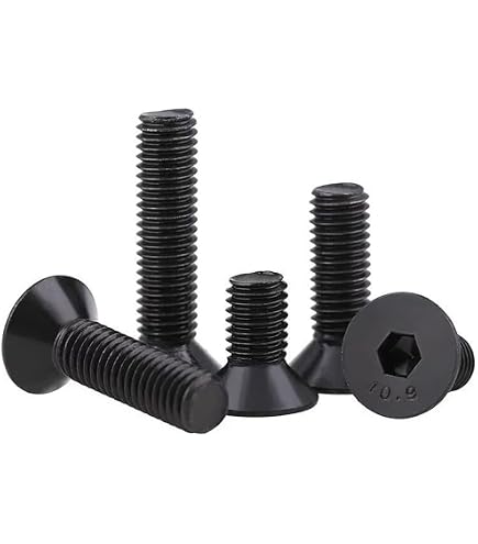 50 Unidades Kit de Tornillos Autorroscantes M5 x 16 mm, Acero al Manganeso, Negra, Aplicable a para Coche, Guardabarros, Arcos de Ruedas