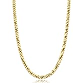 Jewlpire Silver/Black/Gold Chain for Men, Cuban Link Chain Necklace for Men Women, 4mm/6mm Mens Necklace 18K Gold Plated/316L Stainless Steel Mens Chains Necklaces 18/20/22/24/26 Inch