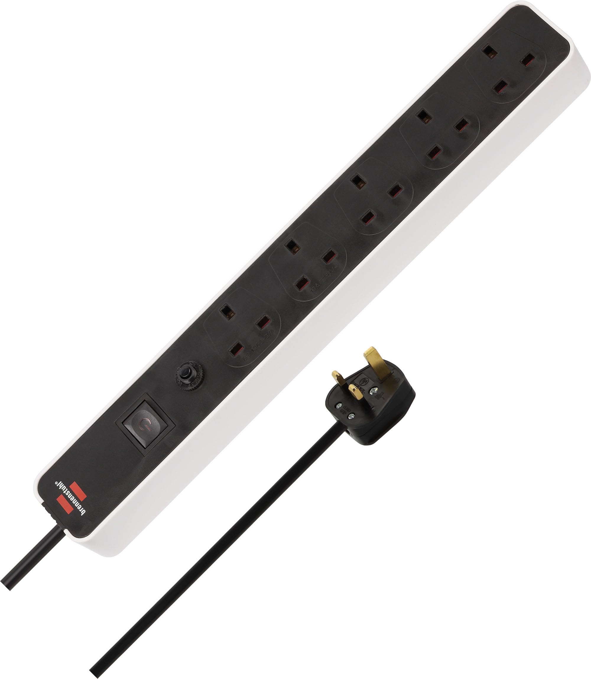 Brennenstuhl Ecolor Extension Socket 5-Way 3m H05VV-F 3G1.5 White/Black with Switch and Safety Fuse Button *GB*