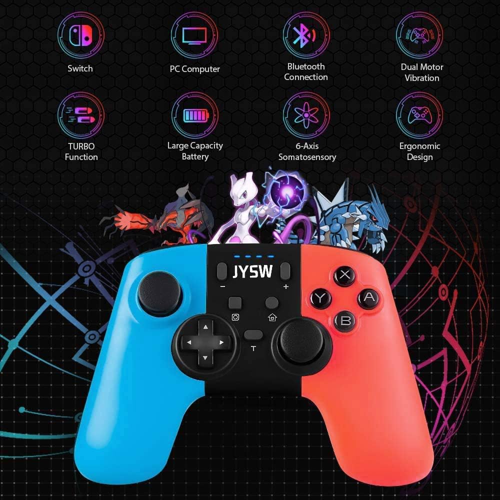 Upgraded Pro Wireless Switch Controller for Nintendo - Gamepad Joypad Remote Joystick Replacement for Nintendo Switch Controller, Adjustable Turbo Vibration, Motion Control: Computers & Accessories