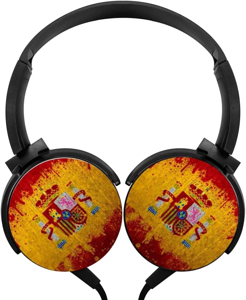 PjNnt Spain Bass Subwoofer Wired Headphones Drive Folding Over Ear Headset Black