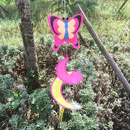 Dairyshop Animal Spiral Windmill Colorful Wind Spinner Lawn Garden Yard Outdoor Decor 1pc (Butterfly)