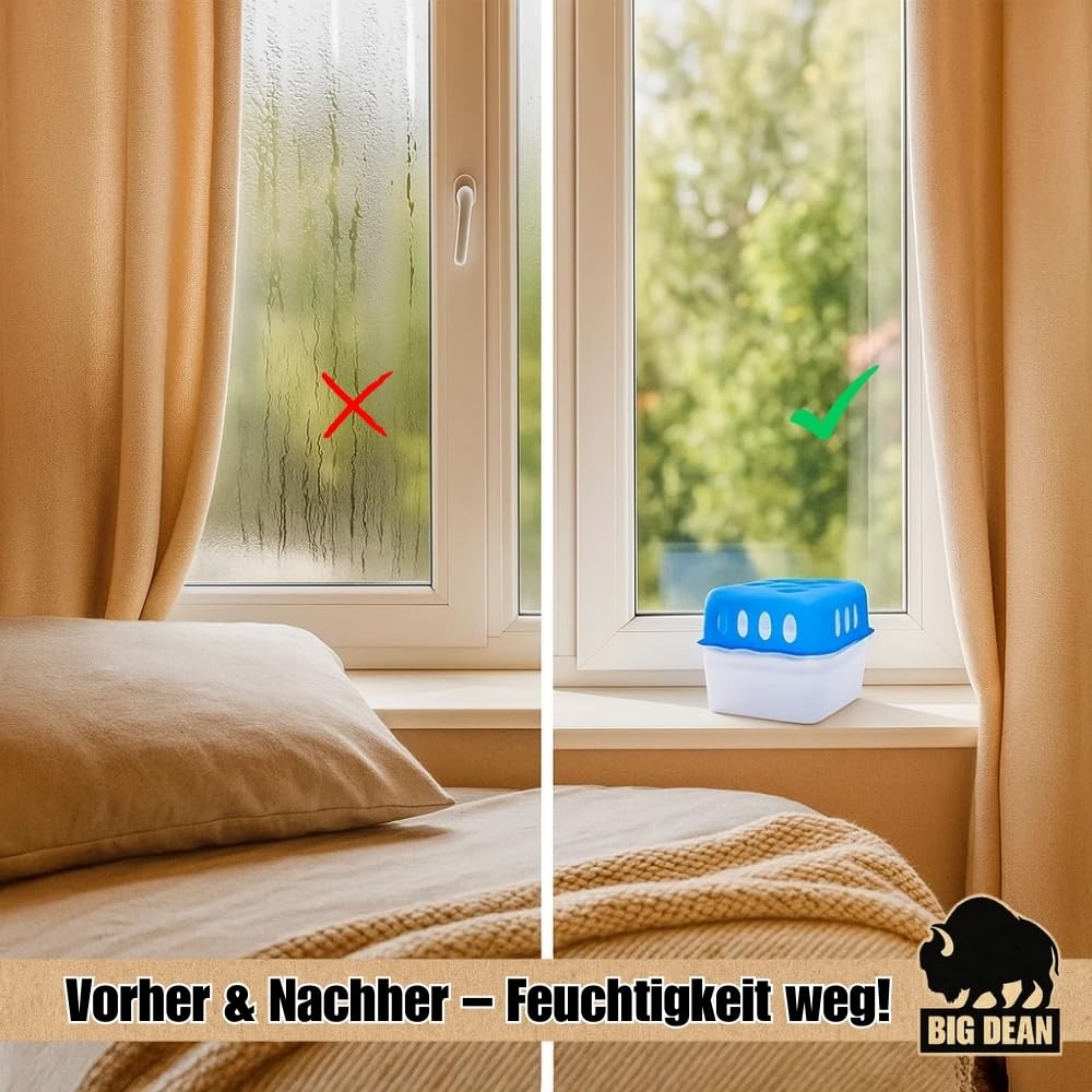 BigDean 4x Luftentfeuchter Feuchtigkeits-Stopper mit 8 x 400g Nachfüll-Beutel Granulat – Feuchtigkeitskiller Raumentfeuchter nachfüllbar + wiederverwendbar ohne Strom 2