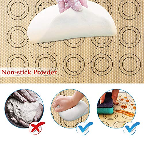 Silicone Baking Mats-Non Stick Cookie Sheet Macaron Mat Liner for Bake Pans & Rolling,Perfect Bakeware For Bread Making Pastry Cake Brioche Pizza-Thick/Large/BPA Free(2 Half Sheets &1 Quarter Sheet)