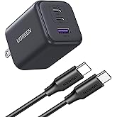 UGREEN 45W Cargador Tipo C GAN Portátil con Cable, PD 3 Puertos USB C y USB A, Carga Súper Rápida 2.0 para Galaxy S25 S24 S23