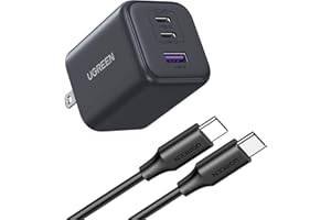 UGREEN 45W USB C Charger Block (5FT USB C Cable Included) with 2 USB C and USB A Ports, GaN PPS 3 Port Super Fast Charger for