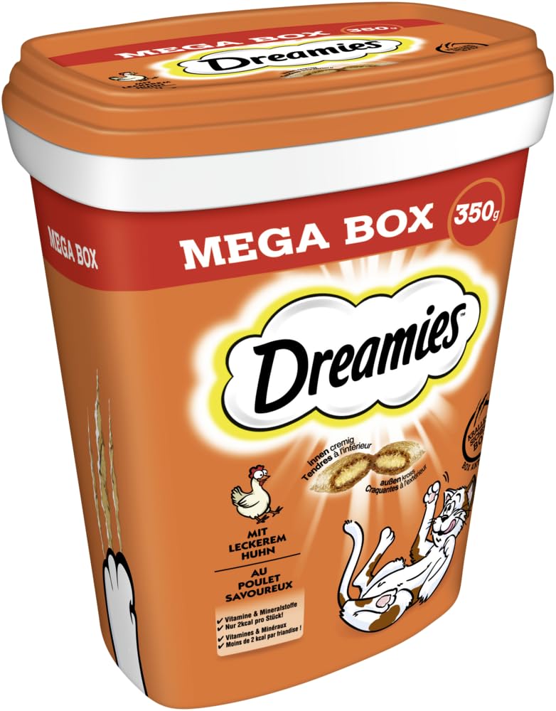 Dreamies Cat Treats, Delicious Snacks with Tasty Chicken, 1 Tub of 350 g