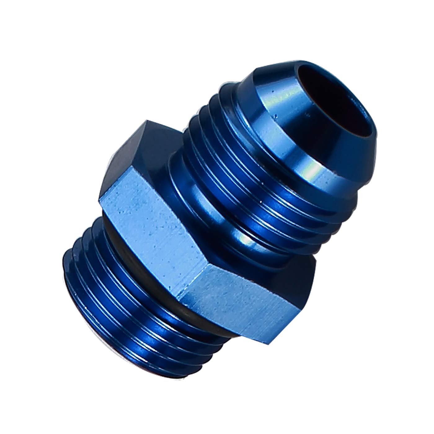 Black Anodized Straight Aluminum Male Flare 6 AN to M16x1.5 Male Metric