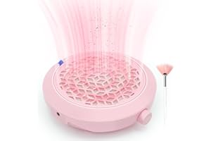 WISADA Pink Nail Dust Collector - Dust Collector Nail Tech with Brush, Low Noise 4500RPM High Suction Motor, Replaceable Filter & Magnetic Design, One-Touch Operation for Valentines Nail Salon & Home Use.