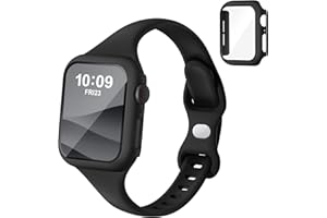 Acextro Thin Slim Band and Case Compatible for Apple Watch Bands Women Men 40mm 44mm 42mm 46mm 41mm 45mm, Silicone Sport Strap Cover and Screen Protector for iWatch Series 11/10/9/8/7/6/5/4/SE 3