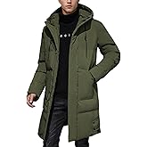 Gihuo Mens Long Puffer Jacket Winter Warm Hooded Outerwear Quilted Jacket Zip Up Padded Coats Outerwear