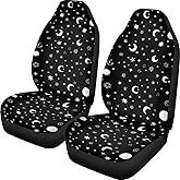 Car Seat Cover Moon Stars Planet Front for Cars, Easy to Install Cover Set, Accessories Auto Trucks Van SUV,2 Packs