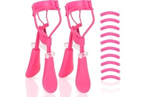 ODELY Eyelash Curler with Pads, Lash Curler 2 Pcs with 10 Extra Silicone Replacement Pads, Comfortable Grip for Effortless Curling – Eyelashes for The Perfect Eye Contour (Light Pink)
