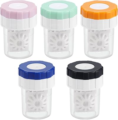 Medo 5 Pcs Contact Lens Barrel Case Cleaner, Manual Rotation