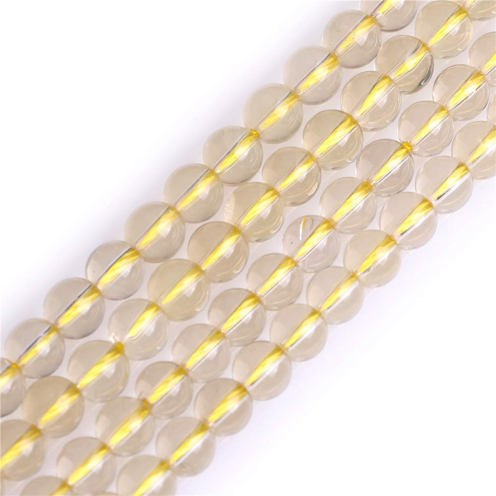 GEM-Inside Natural 6mm Yellow Lemon Quartz Round Gemstone Semi Precious Loose Beads for Jewellery Making 15''