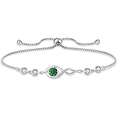 Blaniy Infinity Bracelets for Women 925 Sterling Silver Adjustable Link Bracelet Birthstone Jewelry Gifts for Her