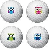 PLIGREAT 2 Sheets Golf Ball Marker Stickers 32 Pcs Colorful Owl Theme Golf Ball Marking Decals for Identify Golfer Balls Waterproof Markers Golfer Gift Golfing Accessories