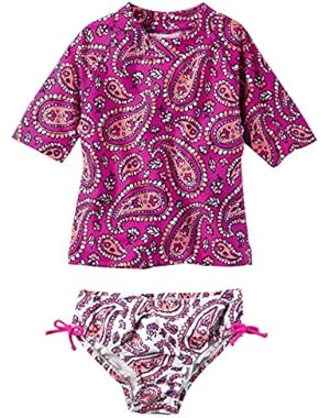Toddler Girls' Paisley Rashguard Set, Purple, 3T