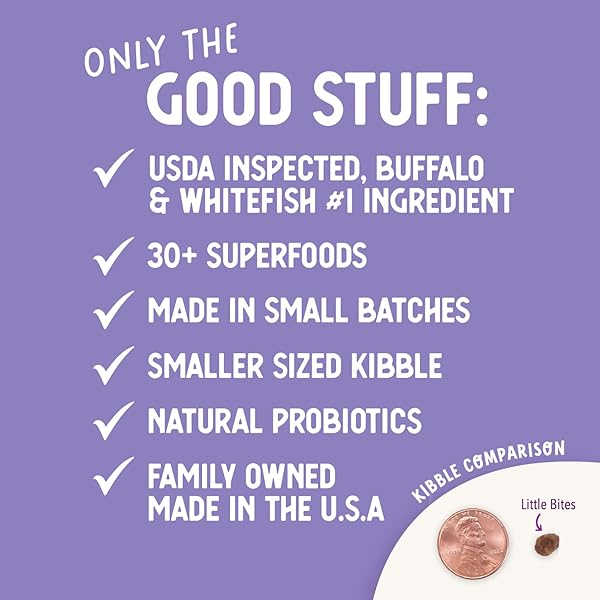 HEALTH EXTENSION GRAIN FREE BUFFALO & WHITEFISH LITTLE BITES (1 LB / 0.45 KG) – SMALL KIBBLE FORMULA WITH OMEGA 3 & WHOLE FOODS FOR TEACUPS, TOYS & MINIATURE DOGS