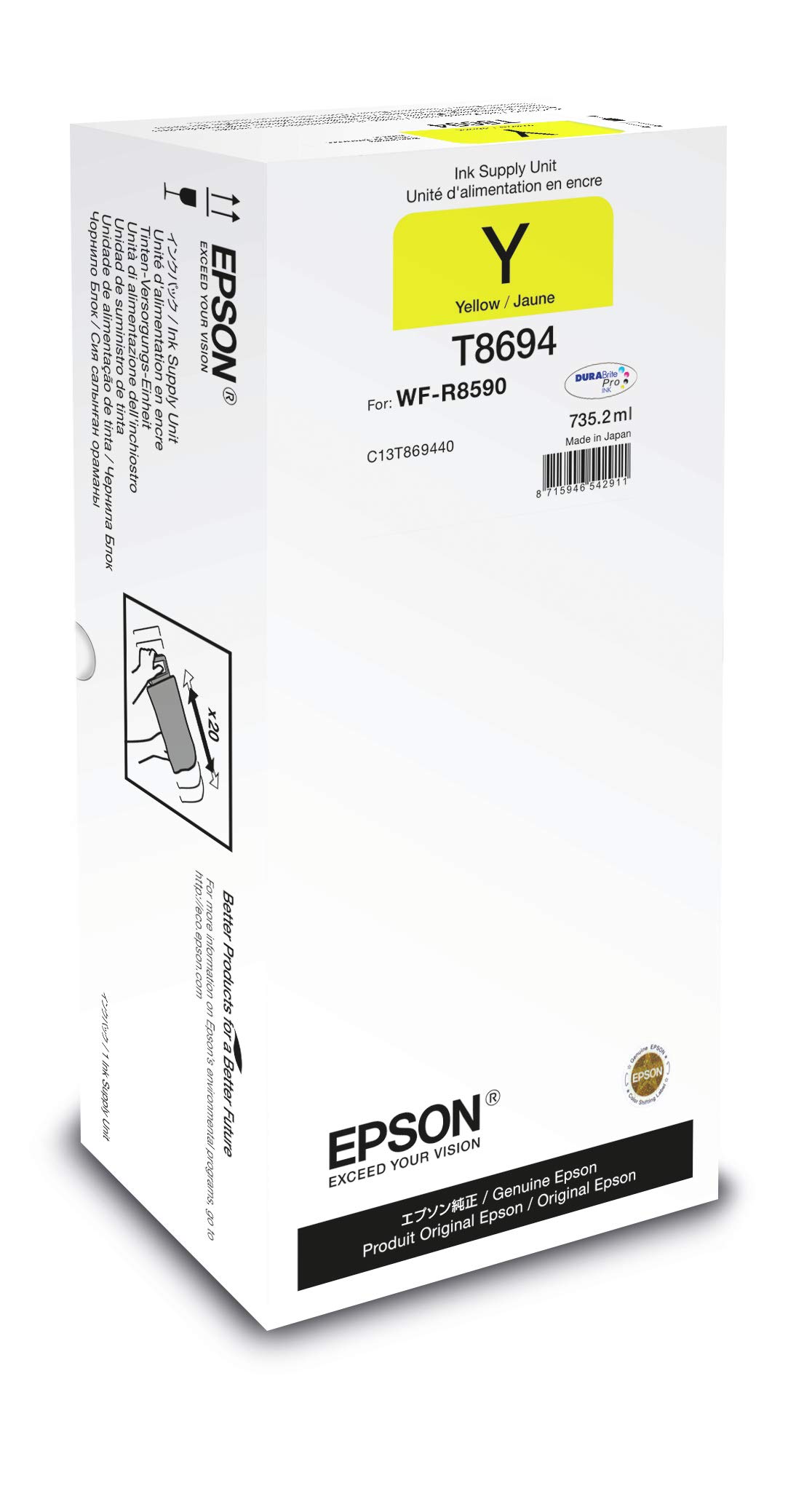 Epson T8694-735.2 ml - Jaune - Originale - Recharge d'encre - Pour Workforce Pro R8590 D3TWFC, WF-R8590, WF-R8590 D3TWFC, WF-R8590DTWF