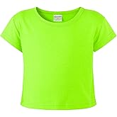 Noomelfish Girls Short Sleeve Crop Tops Kids Summer Dance Cropped T-Shirts (5-14 Years)