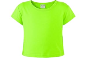 Noomelfish Girls Short Sleeve Crop Tops Kids Summer Dance Cropped T-Shirts (5-14 Years)