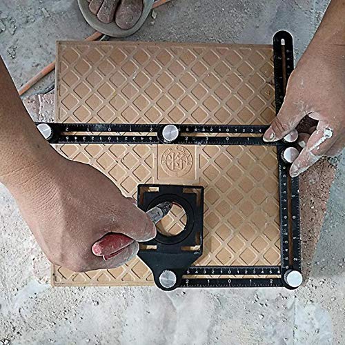 Meka-supplies - 6 Folding Rulers 7/12inch Triangular Measuring Ruler Multi-hole Angle Ruler with Drill Guide Glass Tiles Woodworking Gauges