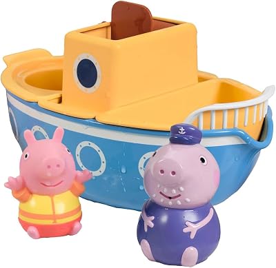 Toomies Grandpa Pig Splash & Pour Boat 4 Pc Bath Toy Peppa Pig