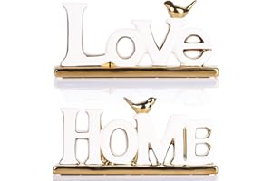 XMGZQ White and Gold Decor for Home Decor Statue,Home and Love Sign Decoration,Gold Bird with Home Sculpture Decor,Gold Style Figurine Decorative Ornaments for Living Room,Bedroom,Desktop,Cabinets