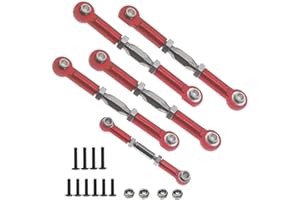UURCSKY Alloy RC Turnbuckle Steering Linkage Servo Link Pull Rod Tie Rod for 1/10 Redcat Racing Blackout SC, SC PRO, XTE, XTE PRO, XBE, XBE PRO Upgrades 5 Pcs/Set(Red)