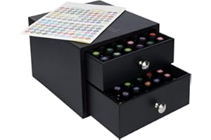 J JACKCUBE DESIGN Essential Oil Organizer Storage Box Case, Holds 96 Bottles 5-15ml Essential Oils, Roller Bottles- Leather Drawer Oil Holder Display- MK525A