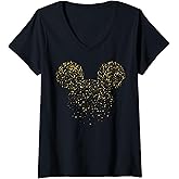 Womens Disney New Year's Mickey Mouse Confetti V-Neck T-Shirt