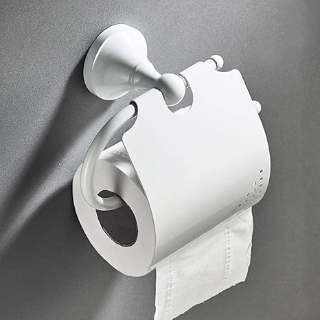 Amazon ホワイトトイレットペーパーホルダーの壁に取り付けられた真鍮の紙ロールホルダーペーパータオルレール蓋のクロロのホルダーバスルームアクセサリーヨーロッパスタイル トイレ用品 ホーム キッチン オンライン通販