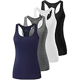 Femdouce Racerback Workout Tank top for Women Activewear Running top Yoga 4 Pack