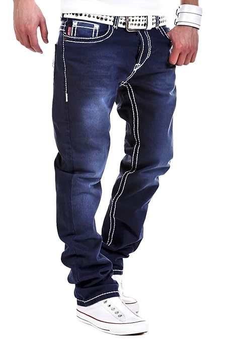 MT Herren Jeans, Straight Fit, Dicke Naht, Dunkelblau RJ-123