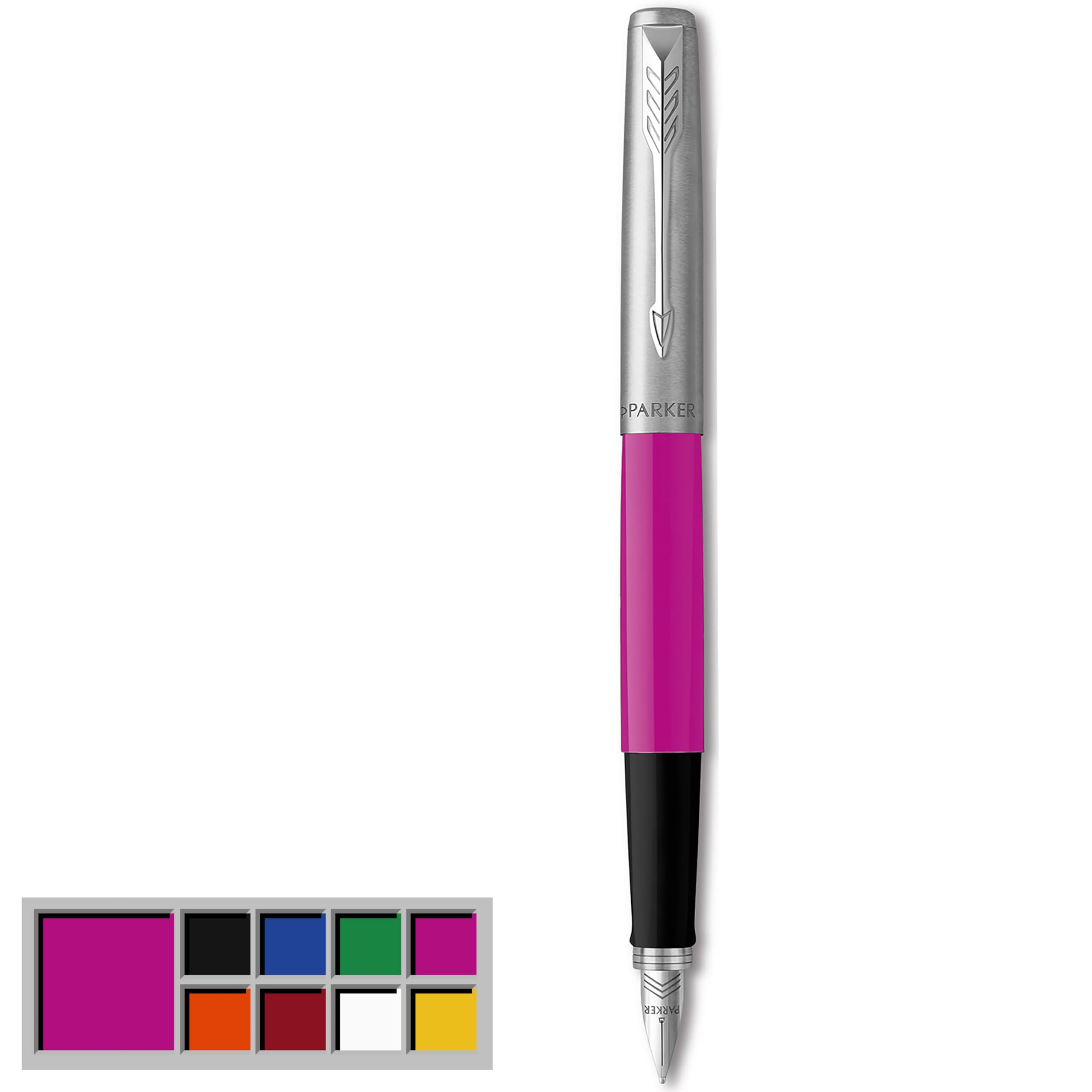 Parker Jotter Originals Fountain Pen | Classic Magenta Finish | Medium Nib | Blue & Black Ink
