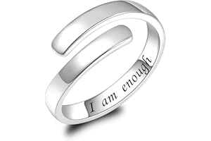 BEILIN 925 Sterling Silver Inspirational Jewelry Rings Adjustable Ring Personality Encouragement Gift for Teens Girls Women