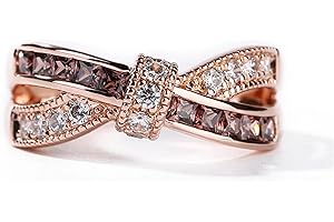 Jeulia Crossover Sterling Silver Women's Band Fashion Anniversary Promise Engagement Ring for Women with Gift Jewelry Box