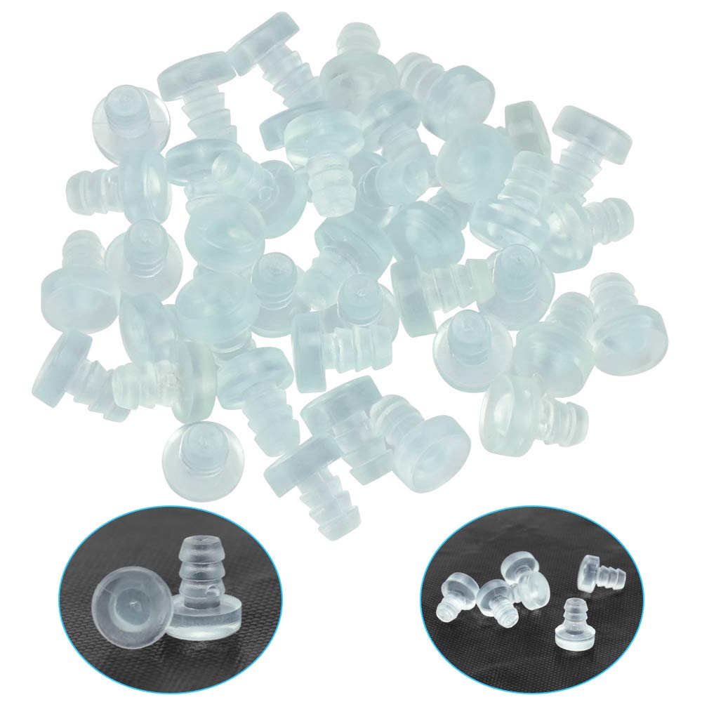 KLYNGTSK 40 Pieces Glass Table Bumpers with Stem, Transparent Rubber Spacers Rubber Bumpers for Furniture Silicone Table Bumpers 5 mm Rubber Feet for Glass Panels