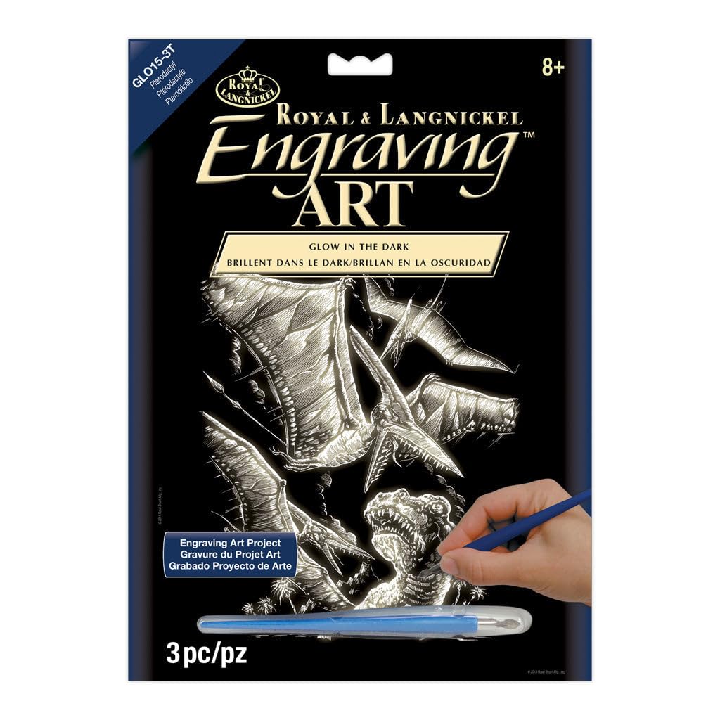 Royal & Langnickel Glow In The Dark Engraving Art A4 Size Pterodactyl Designed Painting Set