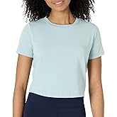 Amazon Essentials Women's Active Soft Cotton Crewneck Short Sleeve Yoga Workout Lightweight Cropped T-Shirt
