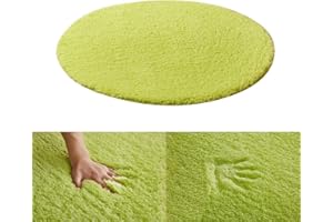 Kekon Ultra Soft Indoor Modern Round Area Rugs Fluffy Non-Slip Floor Carpets Silky Mat for Living Room Bedroom Kids and Baby Room Nursery and Pet, 1ft, Green