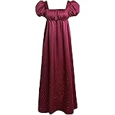 Vibsion Regency Dresses for Women Luxurious Rhinestone Satin Victorian Party Gown