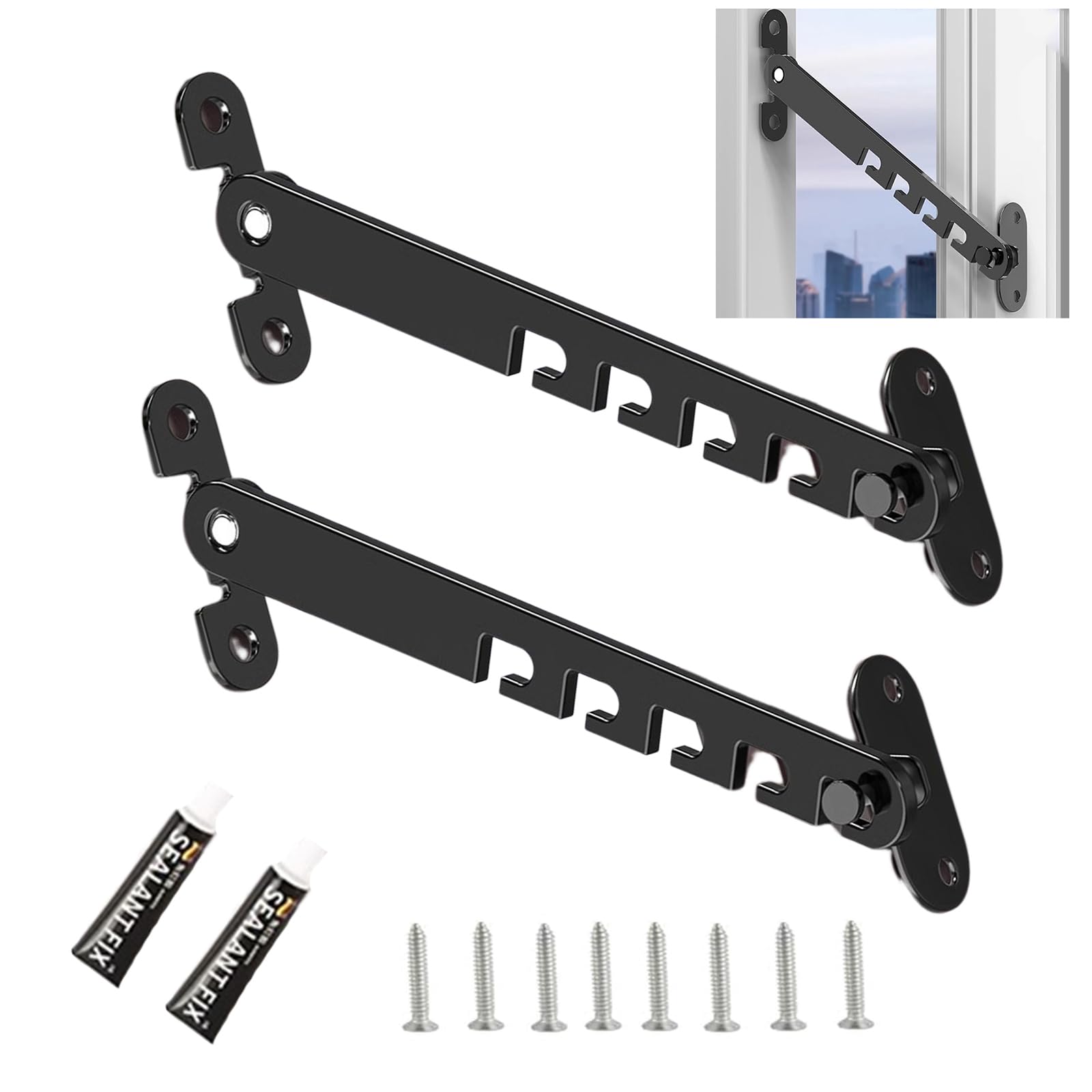 Set of 2 Window Stoppers Window Latch 18 cm Window Stopper Metal Window Lock for Tilting Window Shutter Lock Window Open Holder Window Latch for Adjusting the Window Opening