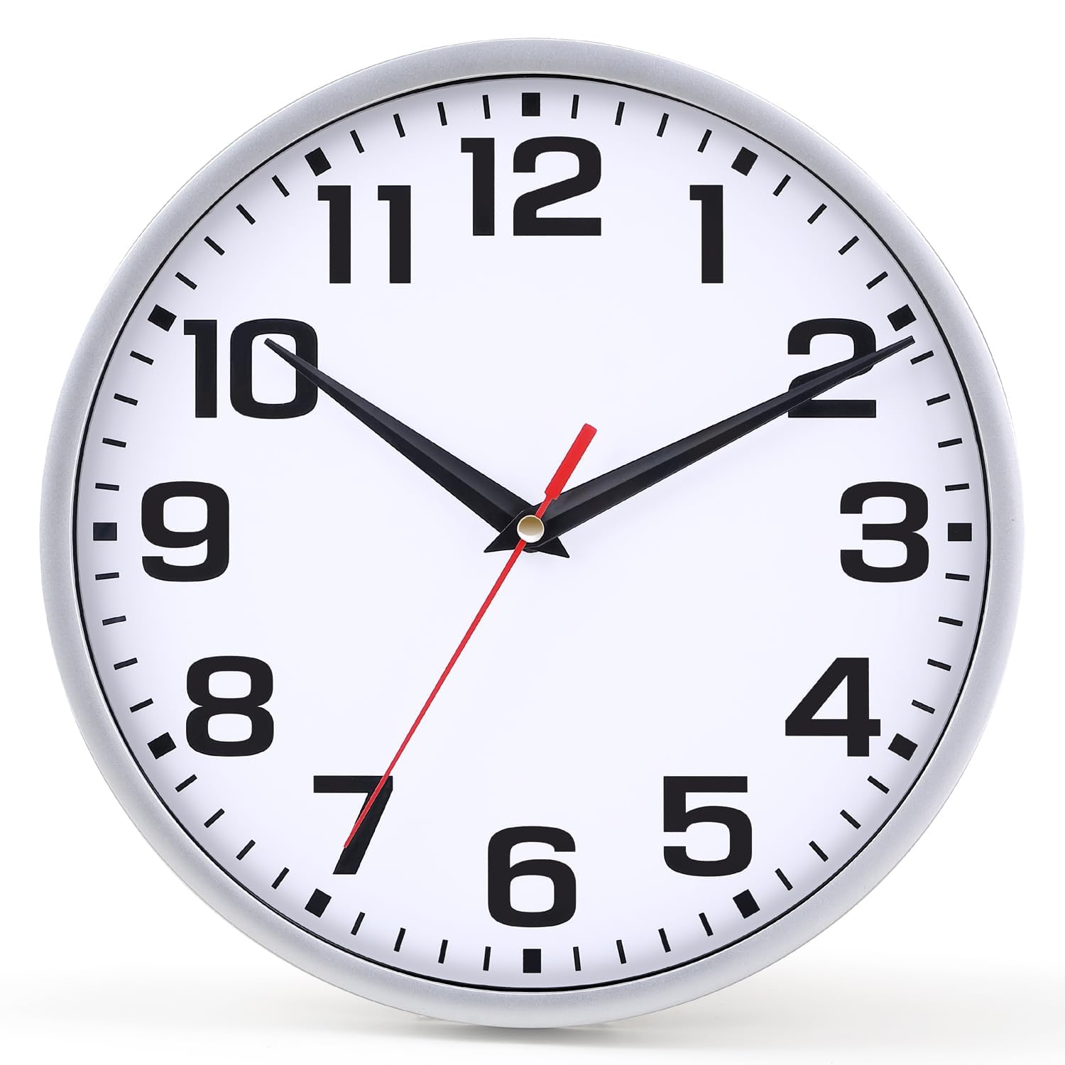 Photo 1 of Rulart Wall Clock Battery Operated Bedroom - Modern Kitchen Small Silent Analog Round Simple Quiet Quartz Black Wall Clocks Non Ticking Bathroom Office Garage School