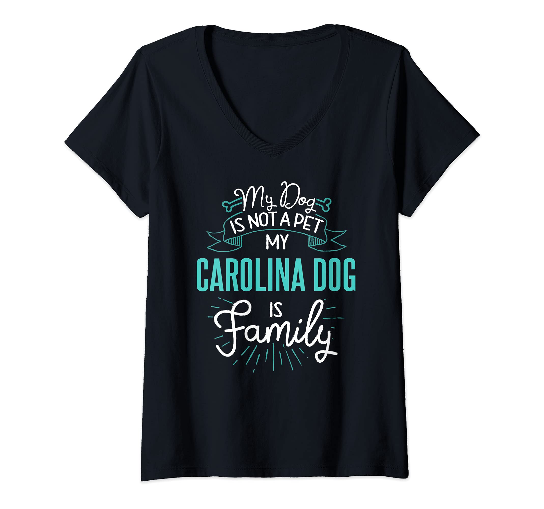 Womens Cute Carolina Dog Design Family Dog Giftn V-Neck T-Shirt